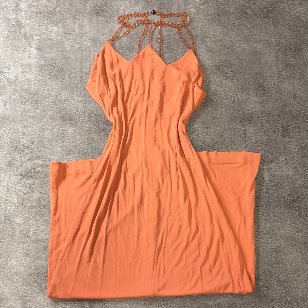 Vintage Orange Beaded Maxi Dress